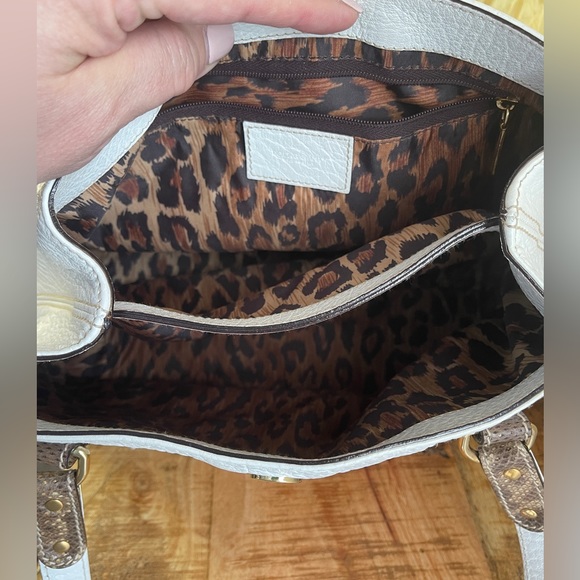 D&G DOLCE & GABBANA Lizardskin And White Leather Handbag With Gold Tone Hardware - Picture 13 of 16